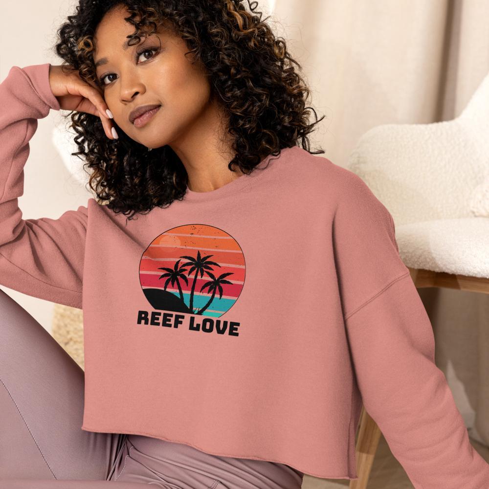 woman wearing Reef Love Custom Graphic printed pink sweatshirt