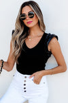 Leatherette Ruffle Sleeve Bodysuit