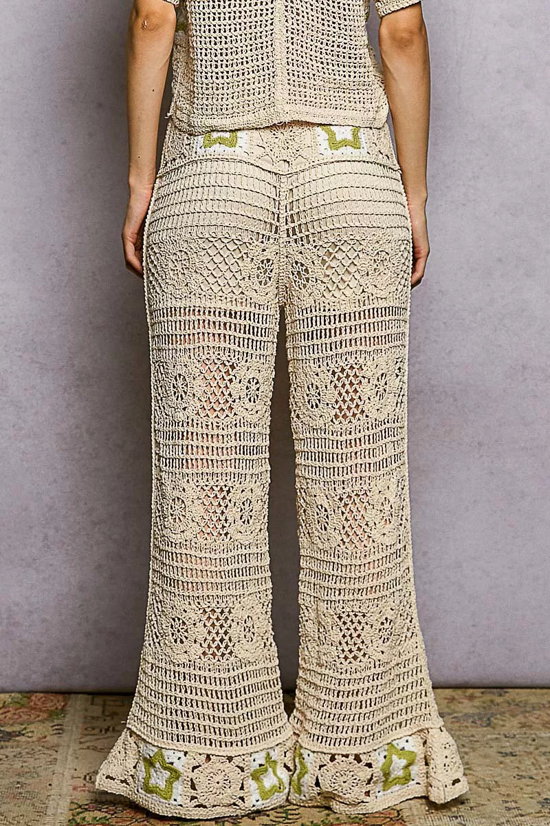 Starry Coast Openwork Crochet Flare Pants-Reef Love