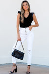 Leatherette Ruffle Sleeve Bodysuit