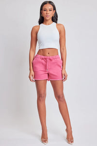 Pink Drawstring Raw Hem Denim Shorts-YMI Jeanswear-Reef Love