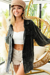 Vintage Charcoal Washed Wrinkle Gauze Shacket