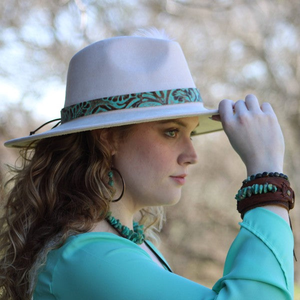 Leather Cuff Bracelet with Large Natural Turquoise Chunks-The Jewelry Junkie-Reef Love