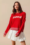 Merry Embroidered Christmas Sweater-Reef Love