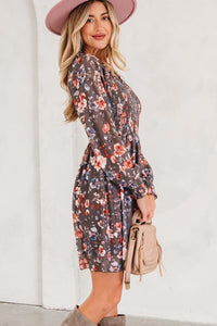 Floral Mesh Long Sleeve Mini Dress-JUNIPER BLVD-Reef Love