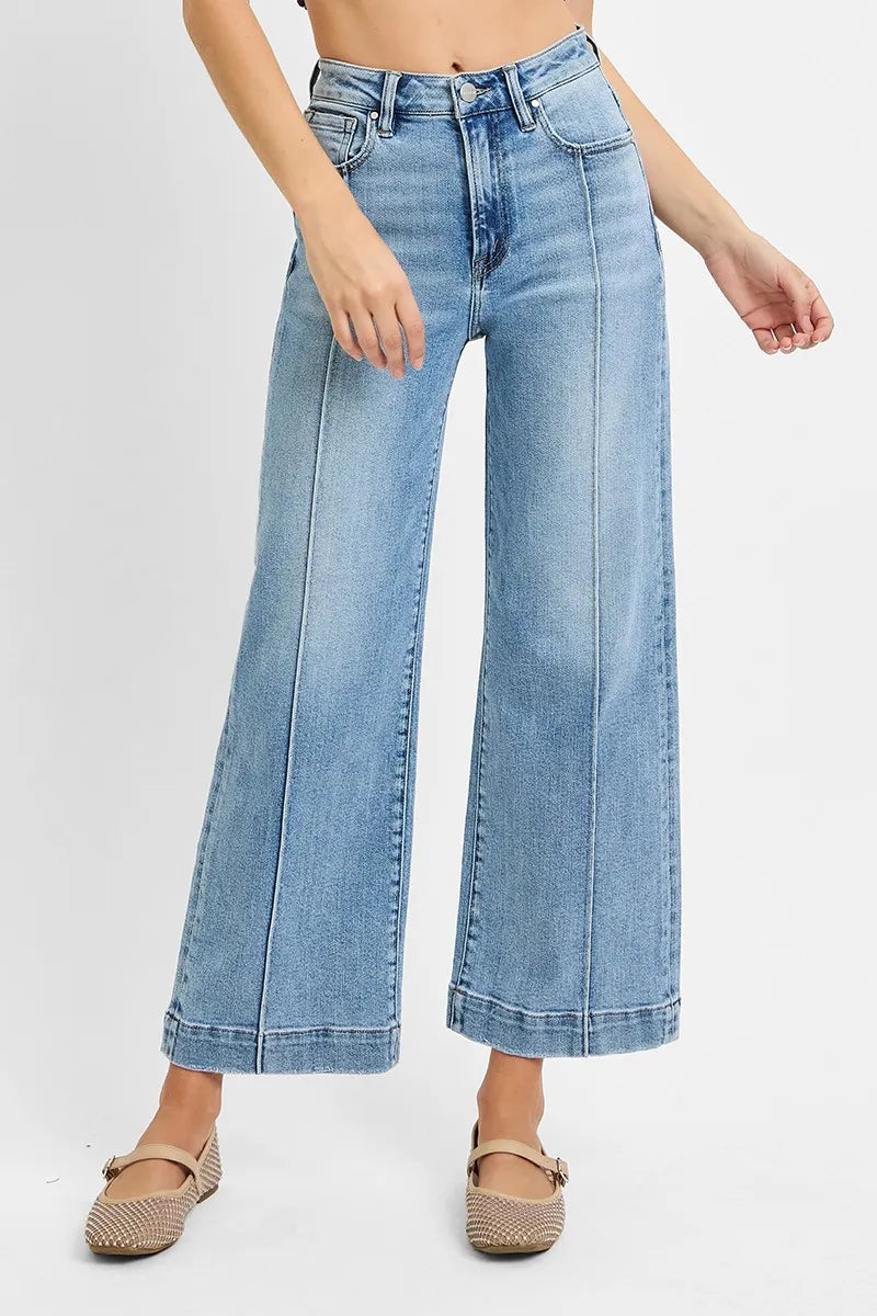 RISEN Full Size High Rise Crop Wide Leg Jeans Plus Size