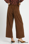 Mocha Wide-Leg Cropped Corduroy Pants