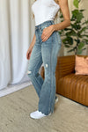 Judy Blue Medium Rise Tummy Control Destroy Flare-Jeans-Reef Love