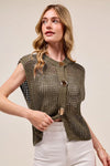 SO ME Big Metal Button Front Openwork Sweater Vest-Reef Love Boutique