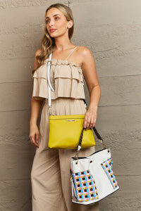Women’s Three piece handbag set includes a Large Shoulder Bag, a Solid Bag, and a charming Heart Coin Pouch.