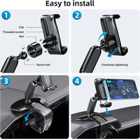 Universal 360 Dashboard Cell Phone Holder, Upgrade Clip Car Phone Holder Mount for Dashboard 360 Degree Rotation Dash Board Phone Mount Fit for Iphone,Samsung,Google,Nokia, 4 to 7" Smartphones