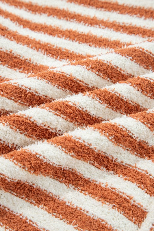 Stripe Cowl Neck Drop Shoulder Sweater-Reef Love