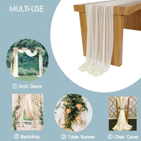 Lookein 10 Feet Champagne Chiffon Table Runner Sheer Wedding Table Cloth 29X120 Inches Rustic Wedding Decorations French Chiffon Table Runner