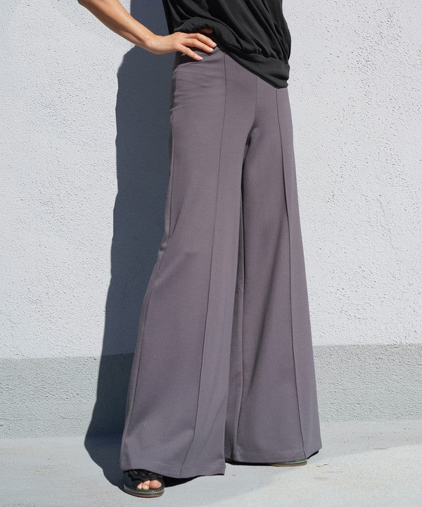 Bamboo Ponte Wide-Leg Full Length Pants-Bamboo Ponte Wide-Leg Pants, crafted from exclusive bamboo ponte fabric for softness, structure, and all-day comfort. High-waisted, flattering for any occasion.-Reef Love Boutique