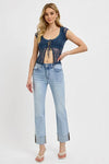 RISEN High Rise Straight Cuffed Relaxed Jeans