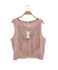 Recycled Cotton Fringe Graphic Tank-Fabina Fringe Graphic Crop Tee – Eco-Chic with an Edge Turn heads in this playful and sustainable crop tee by Fabina, crafted from a soft recycled cotton blend. -Reef Love Boutique