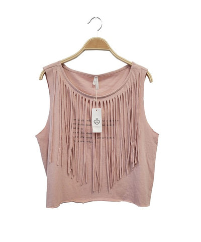 Recycled Cotton Fringe Graphic Tank-Fabina Fringe Graphic Crop Tee – Eco-Chic with an Edge Turn heads in this playful and sustainable crop tee by Fabina, crafted from a soft recycled cotton blend. -Reef Love Boutique
