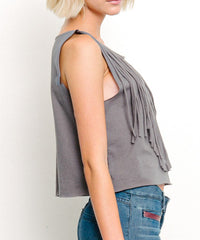 Recycled Cotton Fringe Graphic Tank-Fabina Fringe Graphic Crop Tee – Eco-Chic with an Edge Turn heads in this playful and sustainable crop tee by Fabina, crafted from a soft recycled cotton blend. -Reef Love Boutique