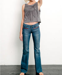 Recycled Cotton Fringe Graphic Tank-Fabina Fringe Graphic Crop Tee – Eco-Chic with an Edge Turn heads in this playful and sustainable crop tee by Fabina, crafted from a soft recycled cotton blend. -Reef Love Boutique