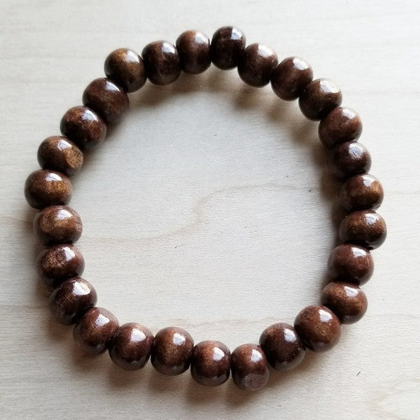 Large Wood Beaded Stretch Bracelet-The Jewelry Junkie-Reef Love