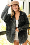 Vintage Charcoal Washed Wrinkle Gauze Shacket