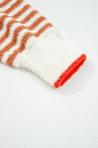 Stripe Cowl Neck Drop Shoulder Sweater-Reef Love