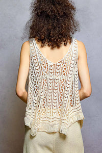 POL Crochet Fringe Hem Tank Top-Tank Top-Reef Love