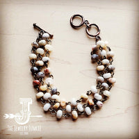 Natural Agate Triple Strand Bracelet-The Jewelry Junkie-Reef Love