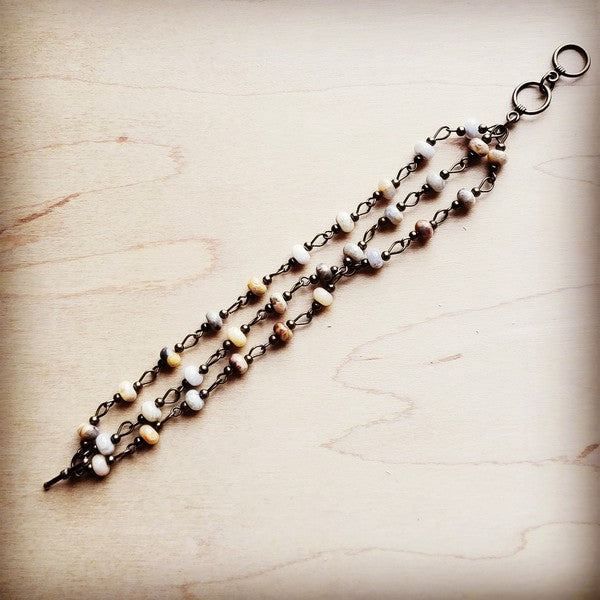 Natural Agate Triple Strand Bracelet-The Jewelry Junkie-Reef Love