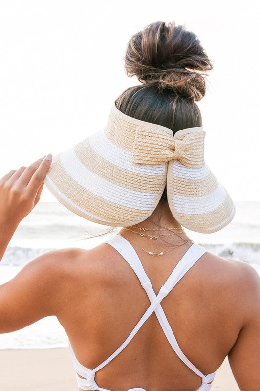 Foldable Wide Stripe Bow Visor-Aili's Corner-Reef Love