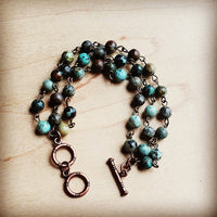 African Turquoise Triple Strand Bracelet-The Jewelry Junkie-Reef Love