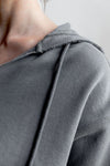 Grey Raw Edges Cropped Hoodie and Bottom Set