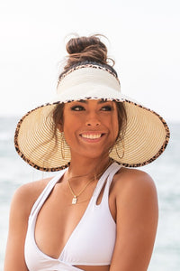 Leopard Trim Foldable Bow Visor-Aili's Corner-Reef Love
