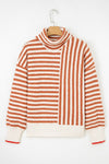Stripe Cowl Neck Drop Shoulder Sweater-Reef Love