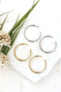 14K Stainless Open Hoop Earrings, Tarnish Resistant-Jewelry & Accessories - Earrings - Hoop Earrings-Reef Love