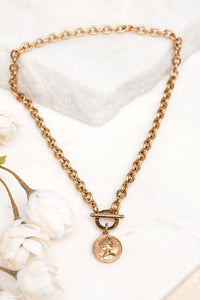 Coin Pendant Chain Necklace, Tarnish-Resistant