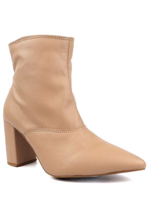Pointed Toe Booties with Block Heel