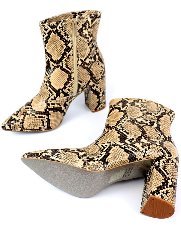 Pointed Toe Booties with Block Heel