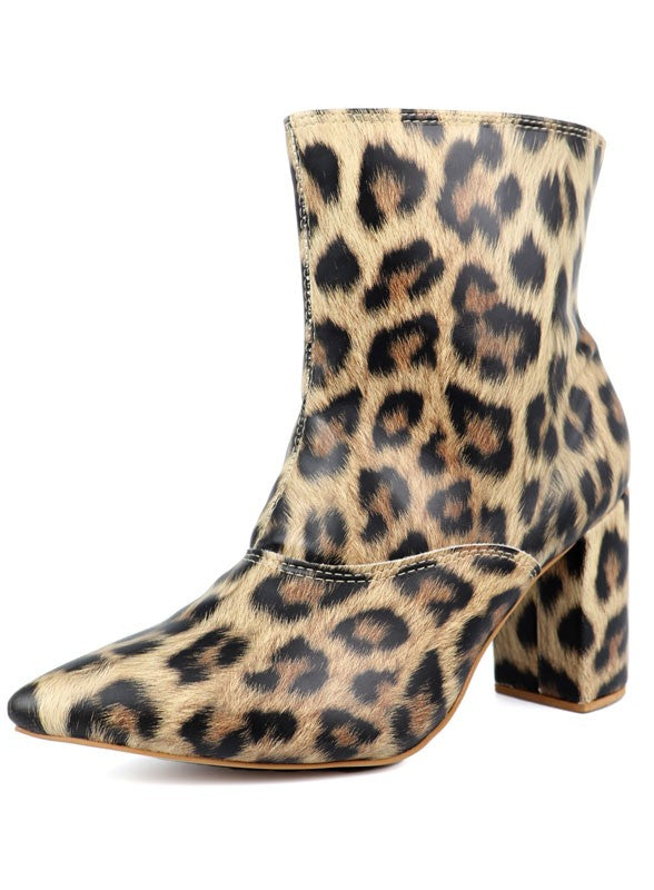 Pointed Toe Booties with Block Heel