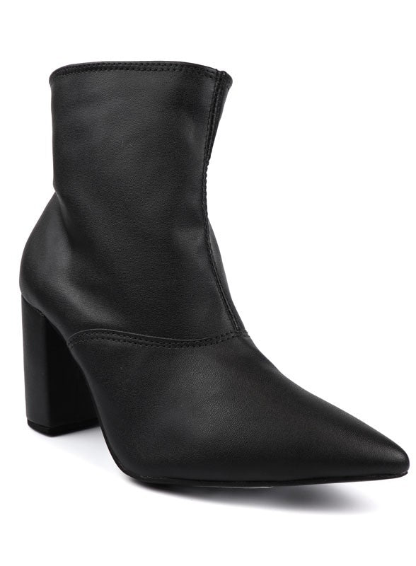 Pointed Toe Booties with Block Heel