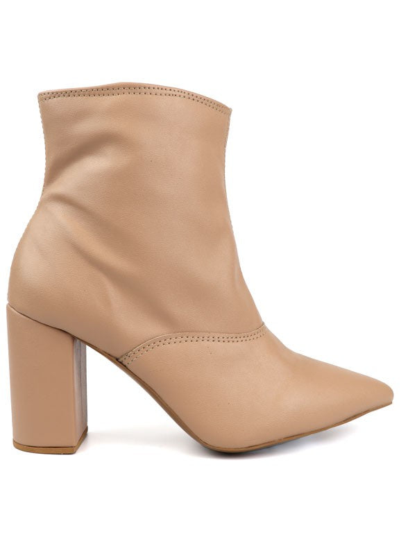 Pointed Toe Booties with Block Heel