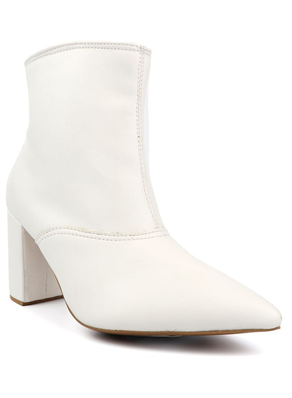 Pointed Toe Booties with Block Heel