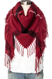 Fringe Soft Plaid Square Scarf-Artini Accessories-Reef Love