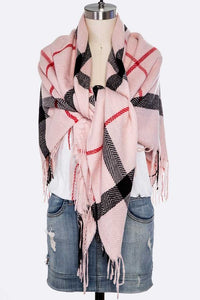 Fringe Soft Plaid Square Scarf-Artini Accessories-Reef Love