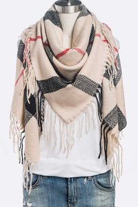 Fringe Soft Plaid Square Scarf-Artini Accessories-Reef Love