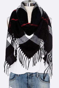 Fringe Soft Plaid Square Scarf-Artini Accessories-Reef Love