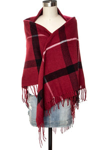 Fringe Soft Plaid Square Scarf-Artini Accessories-Reef Love