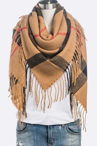Fringe Soft Plaid Square Scarf-Artini Accessories-Reef Love