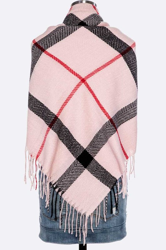 Fringe Soft Plaid Square Scarf-Artini Accessories-Reef Love
