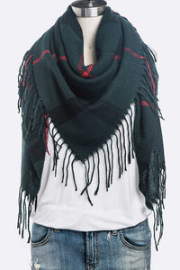 Fringe Soft Plaid Square Scarf-Artini Accessories-Reef Love